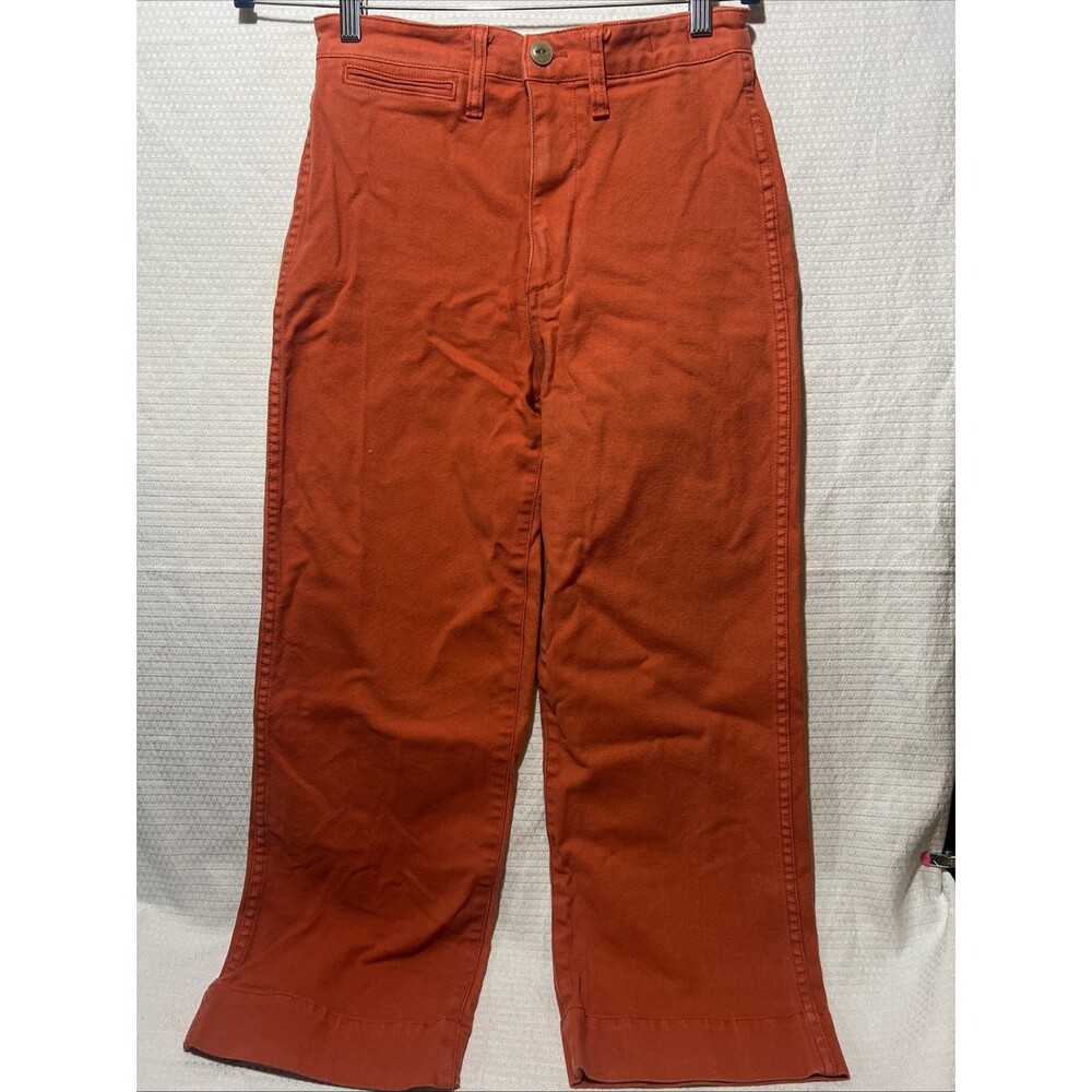Madewell 26 Utility Pants Womens Burnt Orange Slim Emmett  Wide-Leg Crop